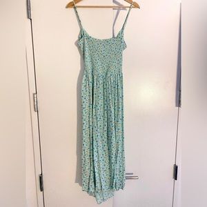 Aeropostle green floral backless tie midi strappy summer dress size large